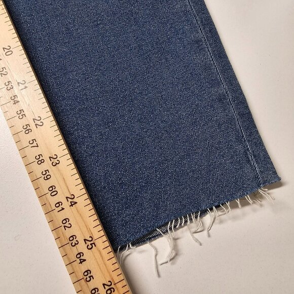 Good American Crop Raw Edge Skinny Jeans Distressed Blue Denim Womens 12/31 - Picture 13 of 16